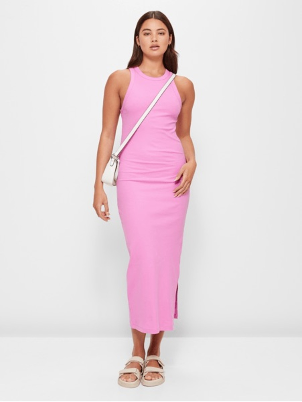 Universal Thread Bubblegum Pink Racerback Racerback Tank Ribbed Maxi Dress